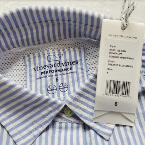 New womens 2 6 10 12 Vineyard Vines seersucker Harbor romper Breaker Blue Stripe - Picture 3 of 10